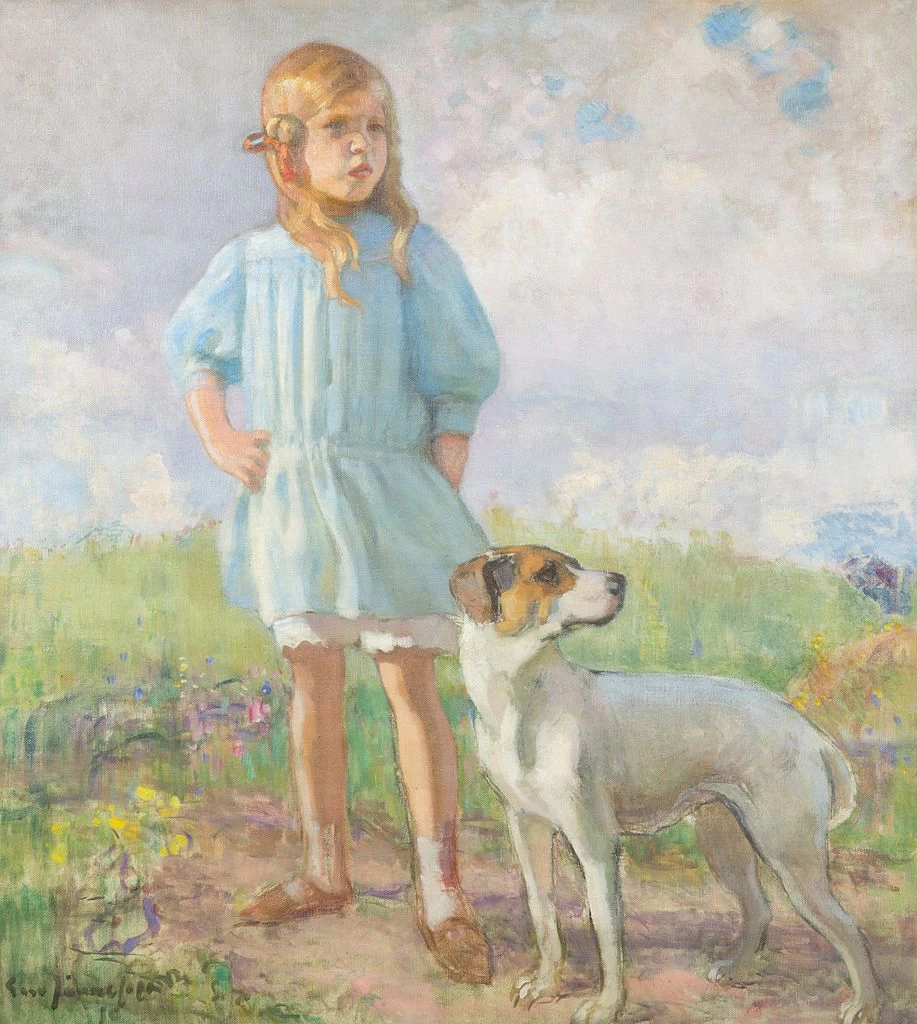 Eero Järnefelt - Ragazza con cane